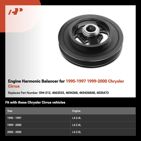 Engine Harmonic Balancer for 1995-1997 1999-2000 Chrysler Cirrus