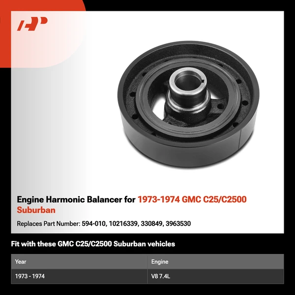 Engine Harmonic Balancer for 1973-1974 GMC C25/C2500 Suburban