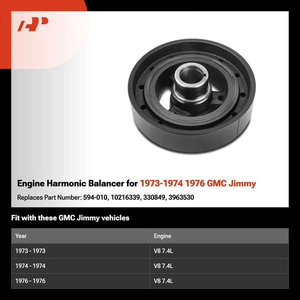 Engine Harmonic Balancer for 1973-1974 1976 GMC Jimmy