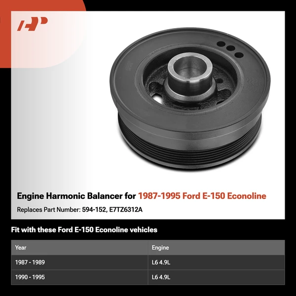 Engine Harmonic Balancer for 1987-1995 Ford E-150 Econoline