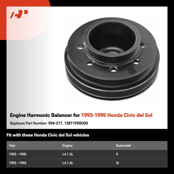 Engine Harmonic Balancer for 1993-1995 Honda Civic del Sol