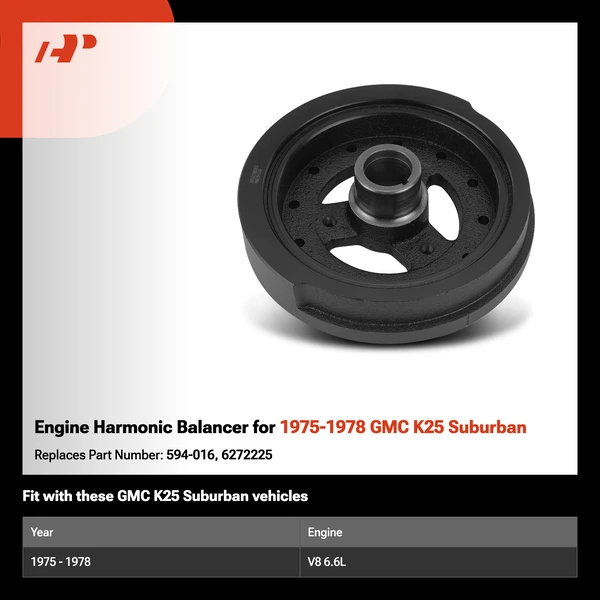 Engine Harmonic Balancer for 1975-1978 GMC K25 Suburban
