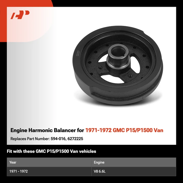 Engine Harmonic Balancer for 1971-1972 GMC P15/P1500 Van