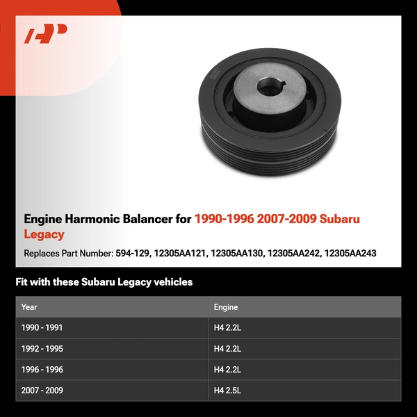 Engine Harmonic Balancer for 1990-1996 2007-2009 Subaru Legacy