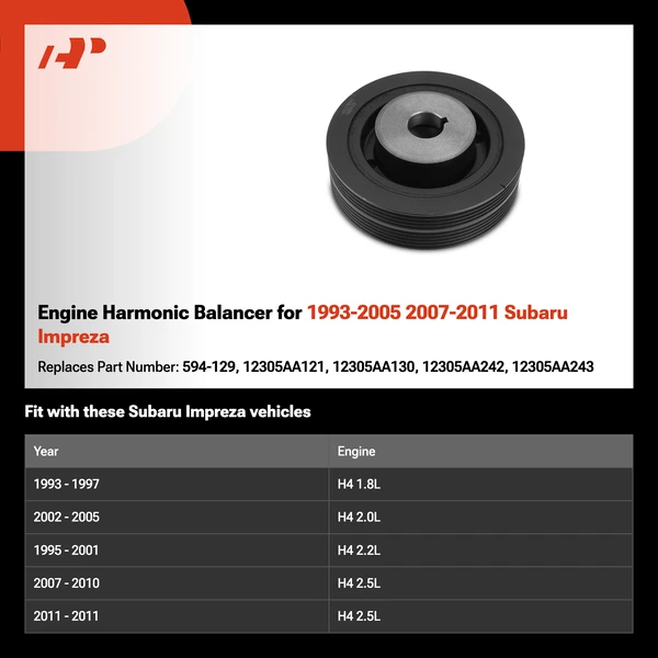 Engine Harmonic Balancer for 1993-2005 2007-2011 Subaru Impreza