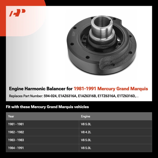 Engine Harmonic Balancer for 1981-1991 Mercury Grand Marquis