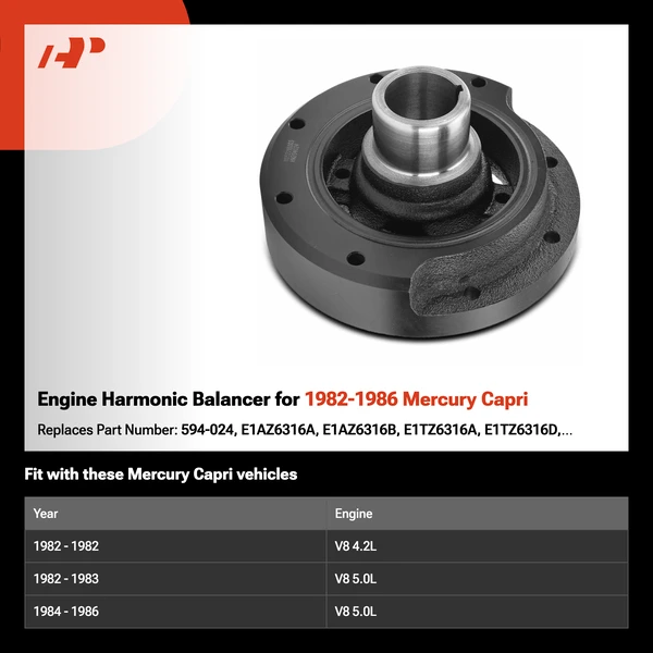 Engine Harmonic Balancer for 1982-1986 Mercury Capri