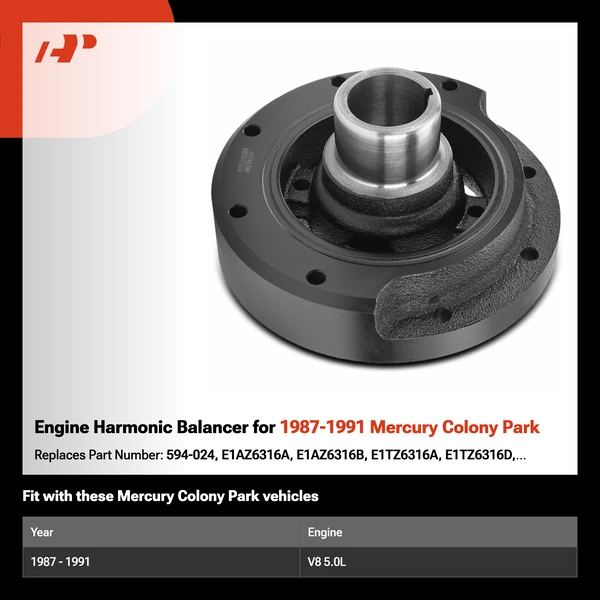 Engine Harmonic Balancer for 1987-1991 Mercury Colony Park