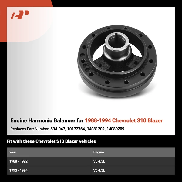 Engine Harmonic Balancer for 1988-1994 Chevrolet S10 Blazer