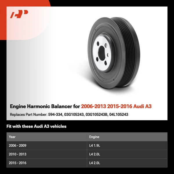 Engine Harmonic Balancer for 2006-2013 2015-2016 Audi A3