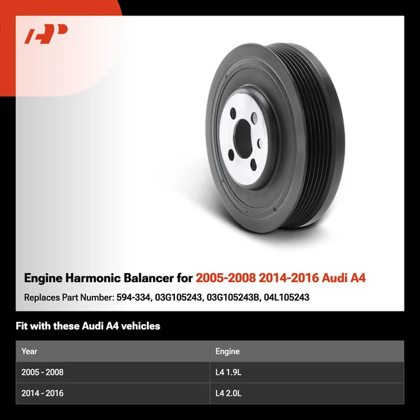 Engine Harmonic Balancer for 2005-2008 2014-2016 Audi A4