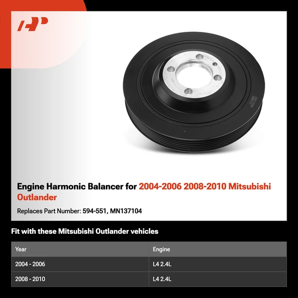 Engine Harmonic Balancer for 2004-2006 2008-2010 Mitsubishi Outlander