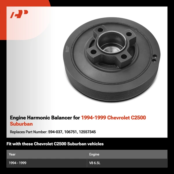 Engine Harmonic Balancer for 1994-1999 Chevrolet C2500 Suburban