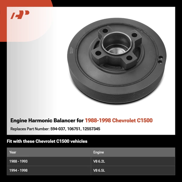 Engine Harmonic Balancer for 1988-1998 Chevrolet C1500