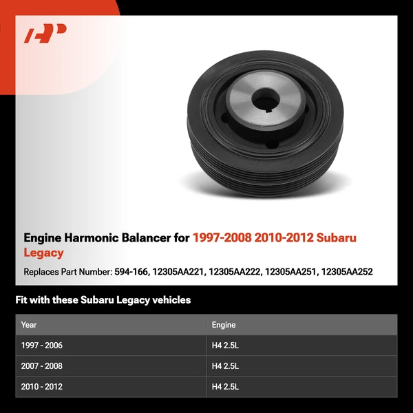 Engine Harmonic Balancer for 1997-2008 2010-2012 Subaru Legacy