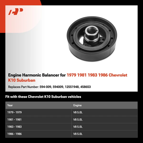 Engine Harmonic Balancer for 1979 1981 1983 1986 Chevrolet K10 Suburban