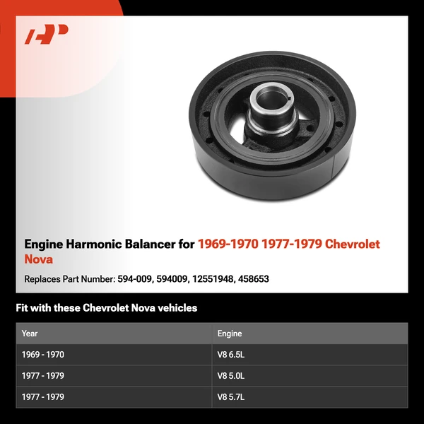 Engine Harmonic Balancer for 1969-1970 1977-1979 Chevrolet Nova