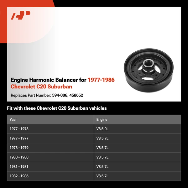 Engine Harmonic Balancer for 1977-1986 Chevrolet C20 Suburban