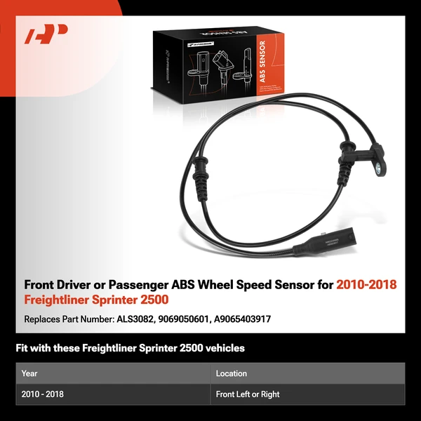 Front Driver or Passenger ABS Wheel Speed Sensor for 2010-2018 Freightliner Sprinter 2500