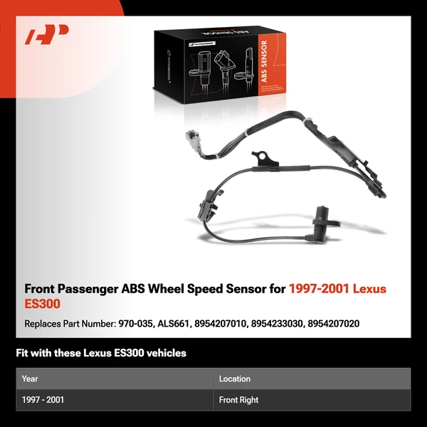 Front Passenger ABS Wheel Speed Sensor for 1997-2001 Lexus ES300