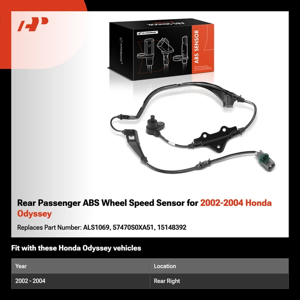 Rear Passenger ABS Wheel Speed Sensor for 2002-2004 Honda Odyssey