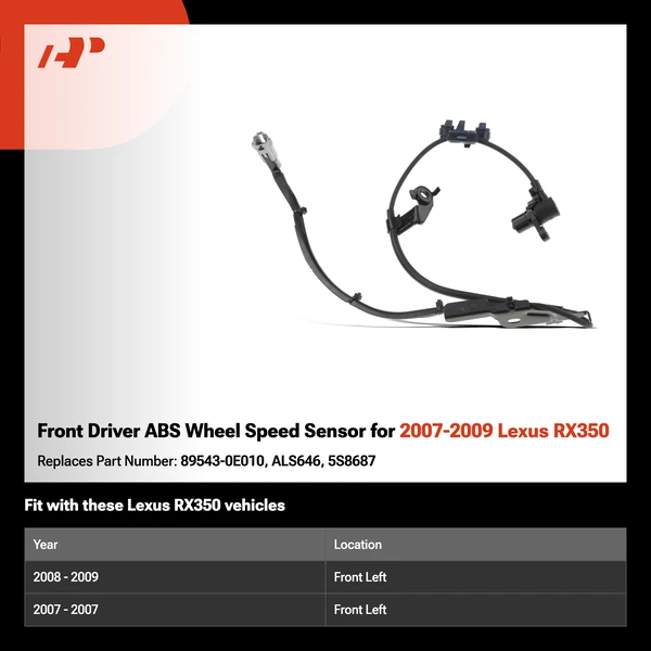 Front Driver ABS Wheel Speed Sensor for 2007-2009 Lexus RX350