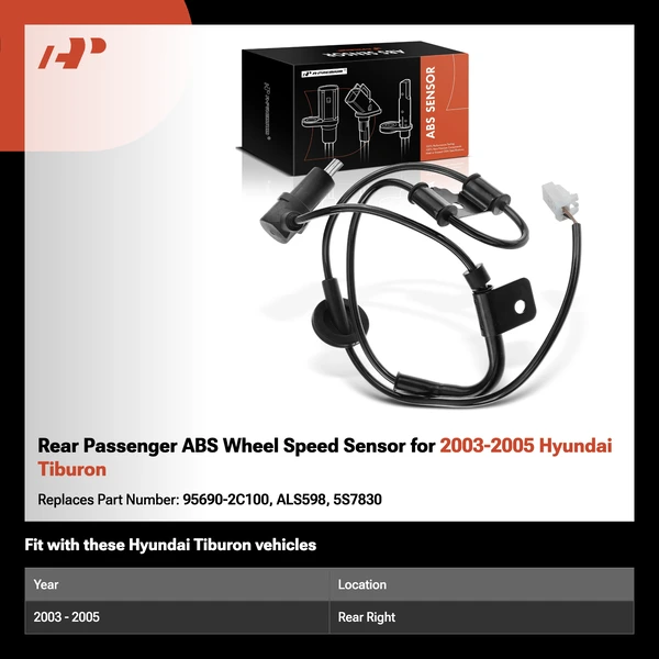 Rear Passenger ABS Wheel Speed Sensor for 2003-2005 Hyundai Tiburon