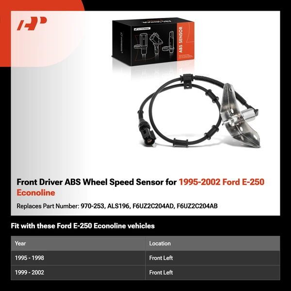 Front Driver ABS Wheel Speed Sensor for 1995-2002 Ford E-250 Econoline
