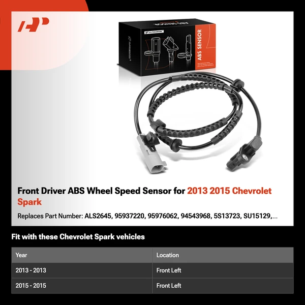 Front Driver ABS Wheel Speed Sensor for 2013 2015 Chevrolet Spark
