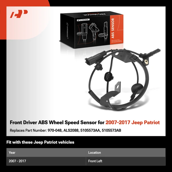 Front Driver ABS Wheel Speed Sensor for 2007-2017 Jeep Patriot