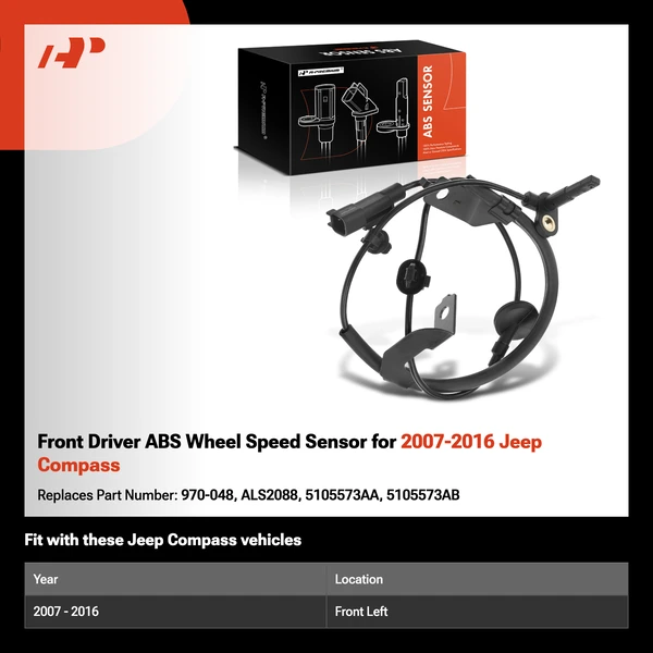 Front Driver ABS Wheel Speed Sensor for 2007-2016 Jeep Compass
