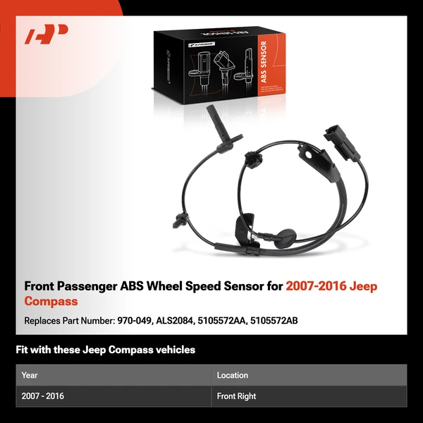 Front Passenger ABS Wheel Speed Sensor for 2007-2016 Jeep Compass