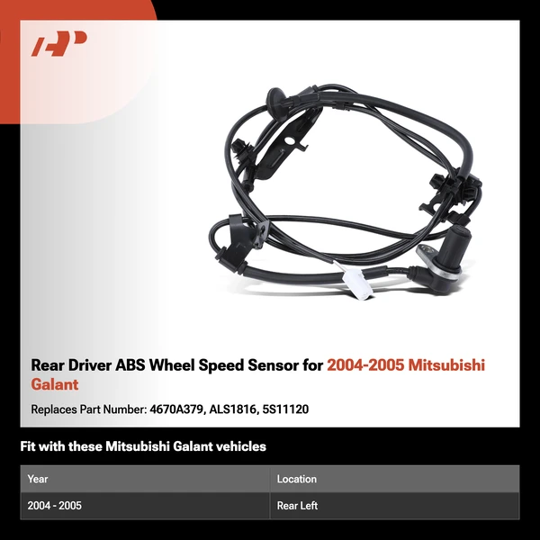 Rear Driver ABS Wheel Speed Sensor for 2004-2005 Mitsubishi Galant