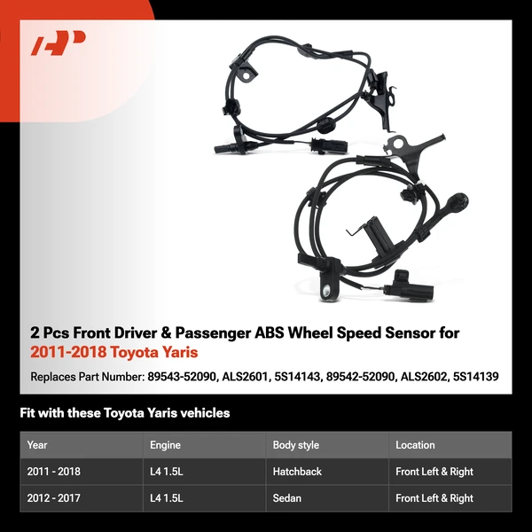 2 Pcs Front Driver & Passenger ABS Wheel Speed Sensor for 2011-2018 Toyota Yaris