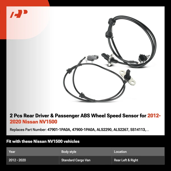 2 Pcs Rear Driver & Passenger ABS Wheel Speed Sensor for 2012-2020 Nissan NV1500