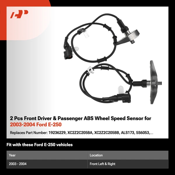 2 Pcs Front Driver & Passenger ABS Wheel Speed Sensor for 2003-2004 Ford E-250