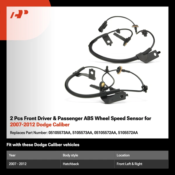 2 Pcs Front Driver & Passenger ABS Wheel Speed Sensor for 2007-2012 Dodge Caliber