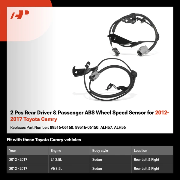 2 Pcs Rear Driver & Passenger ABS Wheel Speed Sensor for 2012-2017 Toyota Camry