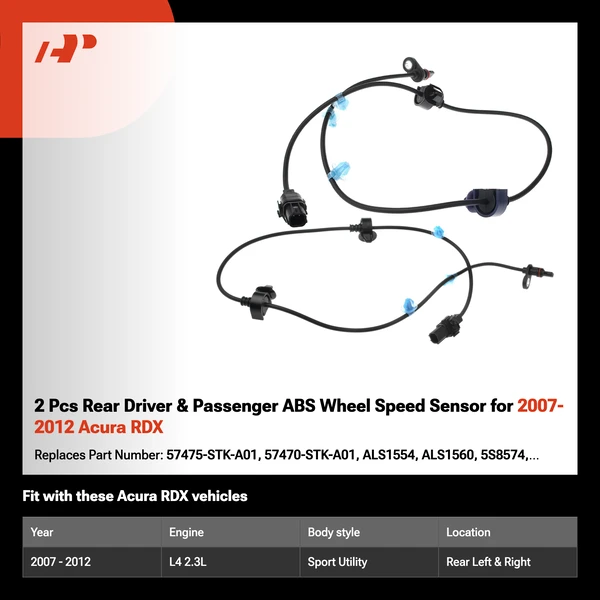 2 Pcs Rear Driver & Passenger ABS Wheel Speed Sensor for 2007-2012 Acura RDX