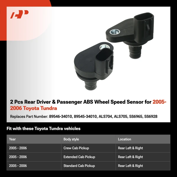 2 Pcs Rear Driver & Passenger ABS Wheel Speed Sensor for 2005-2006 Toyota Tundra