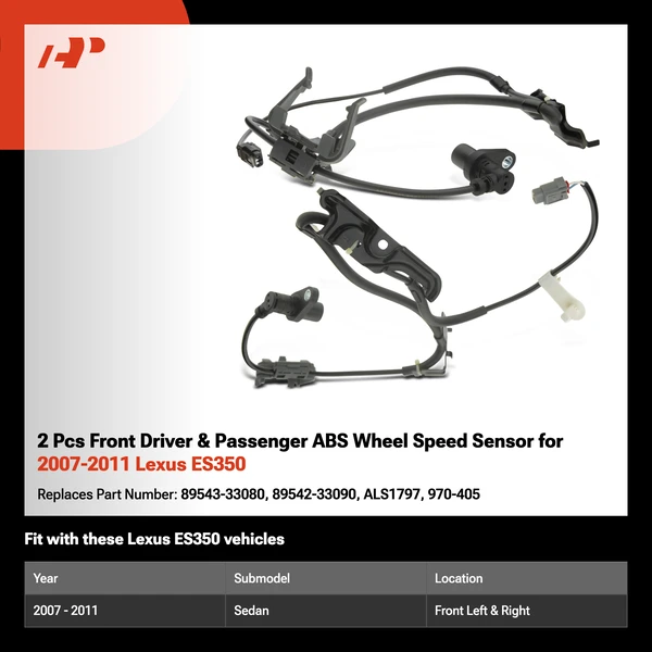 2 Pcs Front Driver & Passenger ABS Wheel Speed Sensor for 2007-2011 Lexus ES350