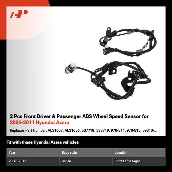 2 Pcs Front Driver & Passenger ABS Wheel Speed Sensor for 2006-2011 Hyundai Azera