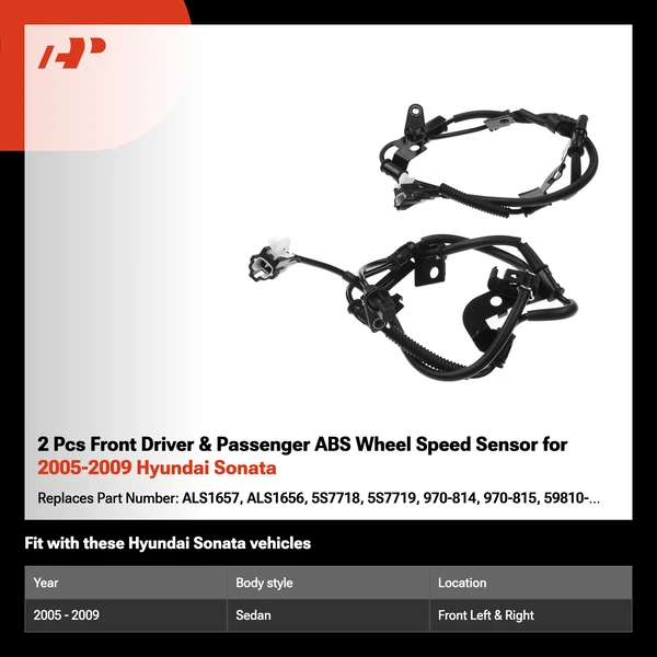 2 Pcs Front Driver & Passenger ABS Wheel Speed Sensor for 2005-2009 Hyundai Sonata