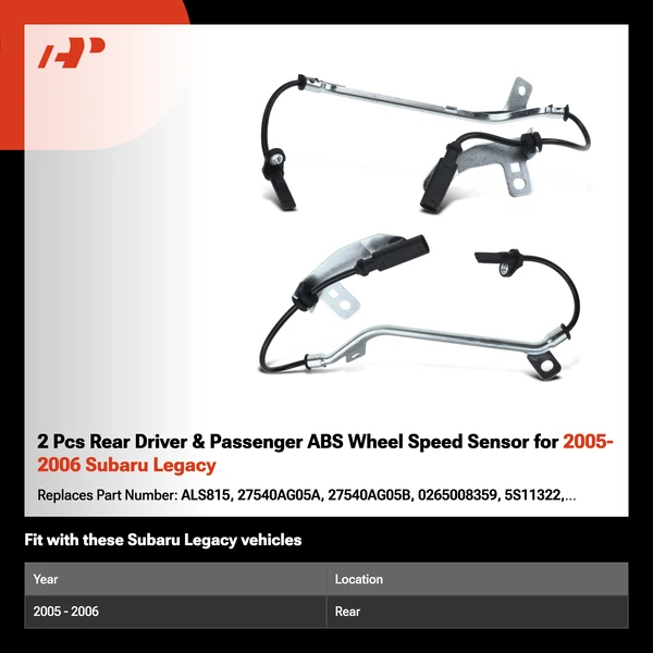 2 Pcs Rear Driver & Passenger ABS Wheel Speed Sensor for 2005-2006 Subaru Legacy