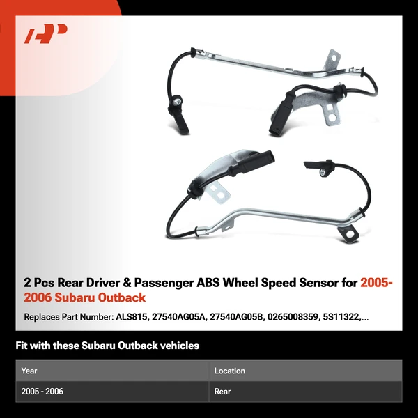 2 Pcs Rear Driver & Passenger ABS Wheel Speed Sensor for 2005-2006 Subaru Outback