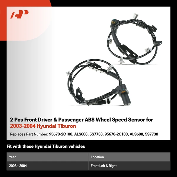 2 Pcs Front Driver & Passenger ABS Wheel Speed Sensor for 2003-2004 Hyundai Tiburon