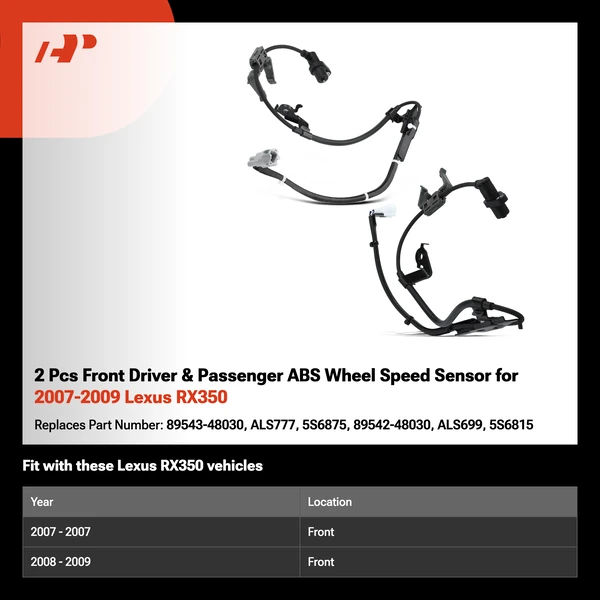 2 Pcs Front Driver & Passenger ABS Wheel Speed Sensor for 2007-2009 Lexus RX350