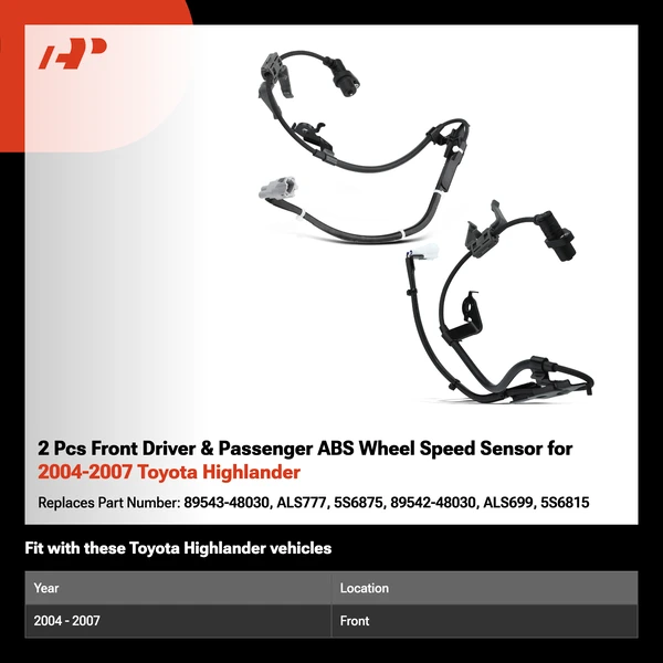 2 Pcs Front Driver & Passenger ABS Wheel Speed Sensor for 2004-2007 Toyota Highlander