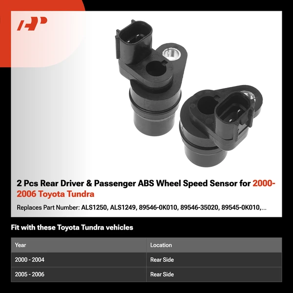 2 Pcs Rear Driver & Passenger ABS Wheel Speed Sensor for 2000-2006 Toyota Tundra