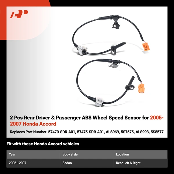 2 Pcs Rear Driver & Passenger ABS Wheel Speed Sensor for 2005-2007 Honda Accord